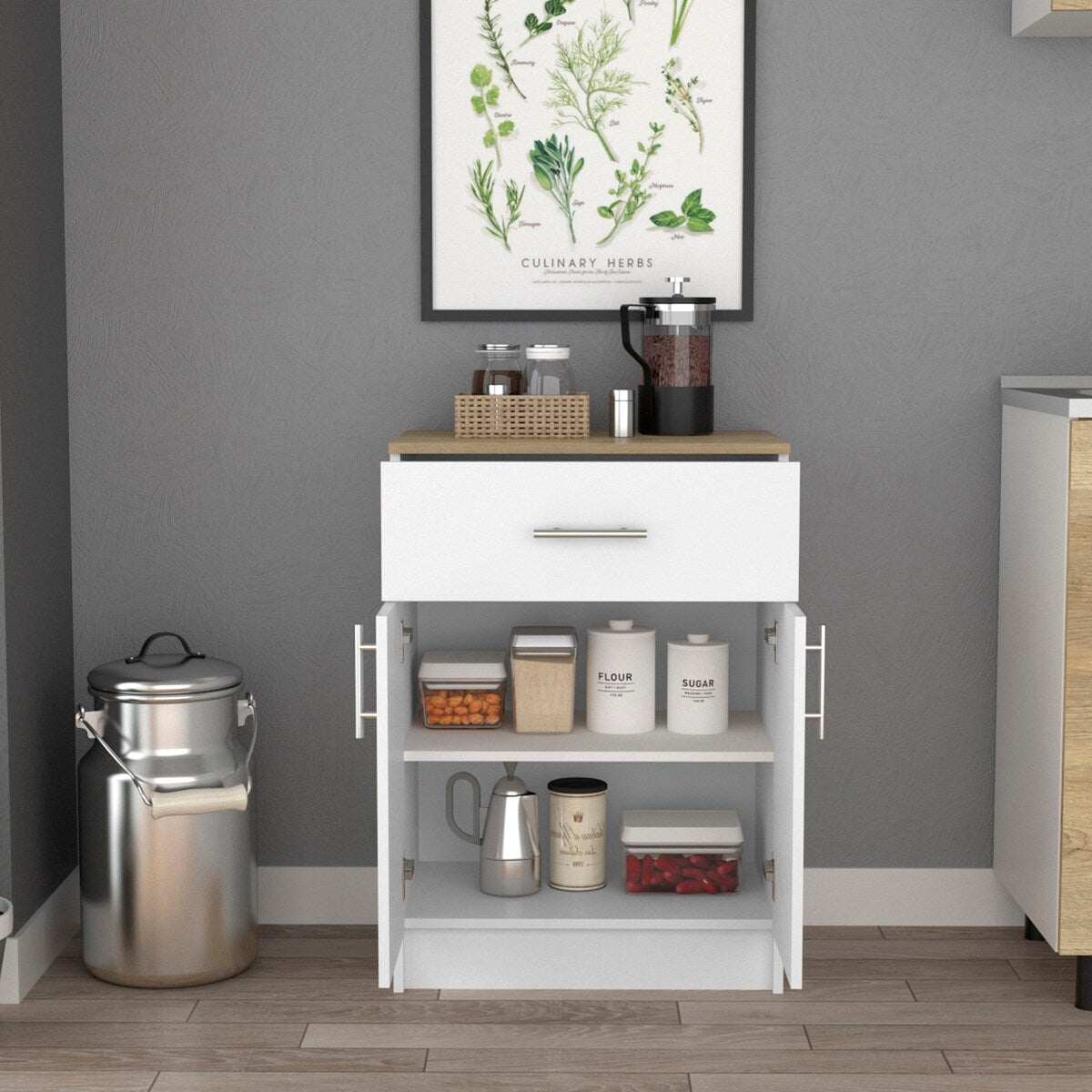 Pantry Cabinet With One Drawer Light Oak Finish