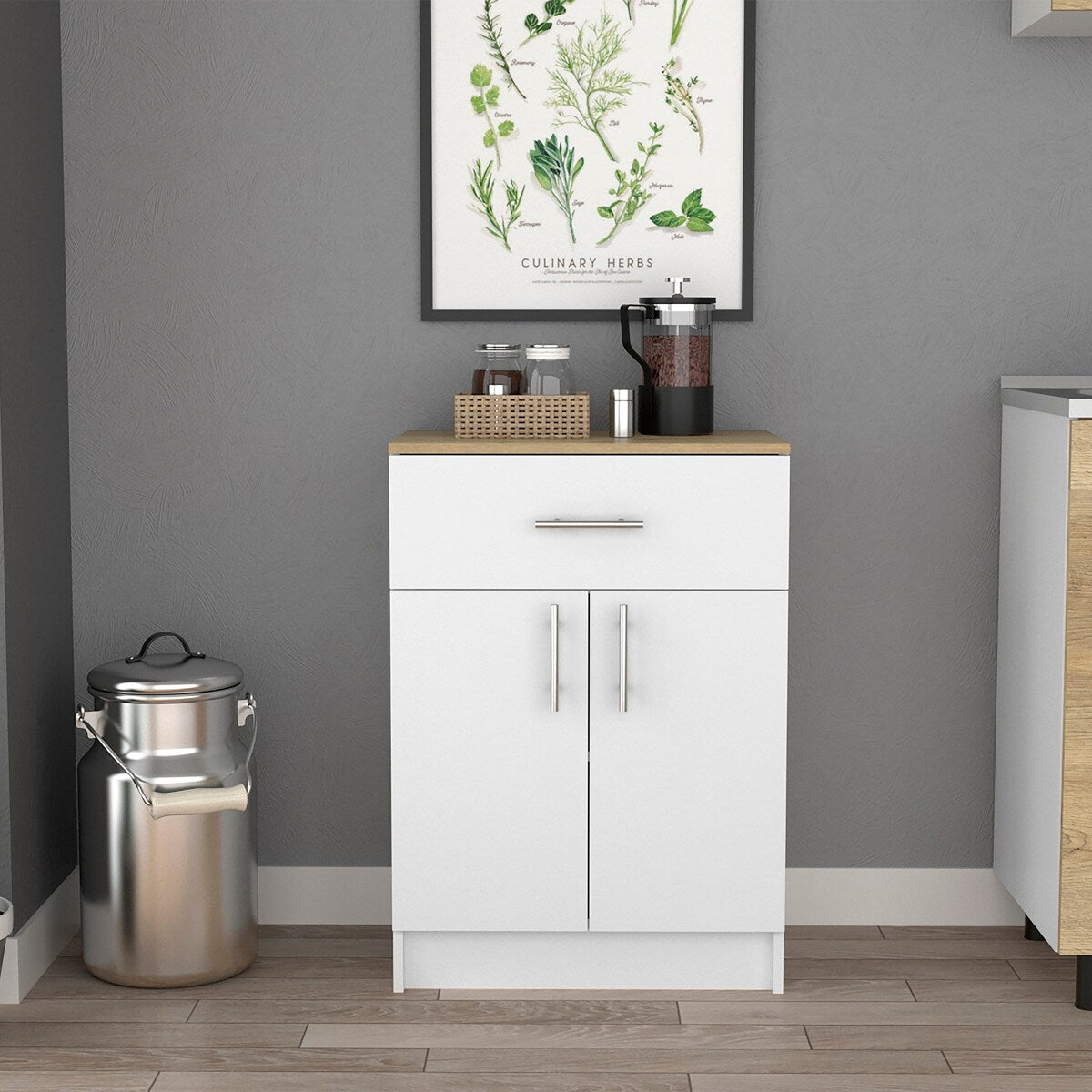 Pantry Cabinet With One Drawer Light Oak Finish
