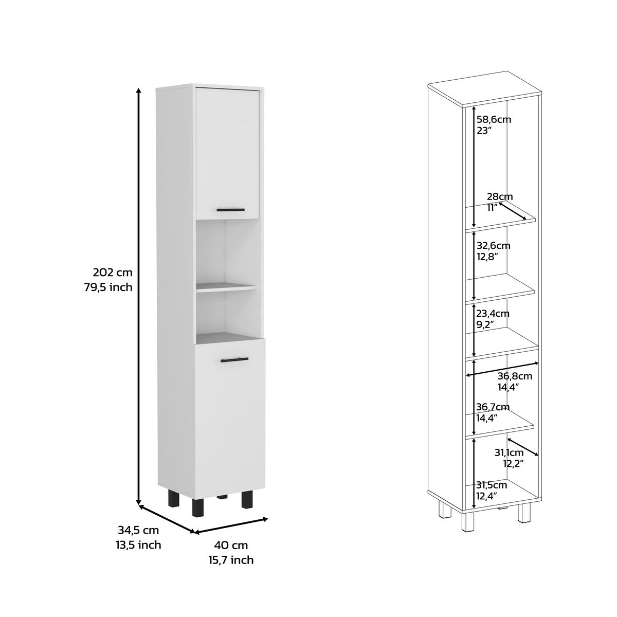 Pantry Cabinet With Three Interior Shelves