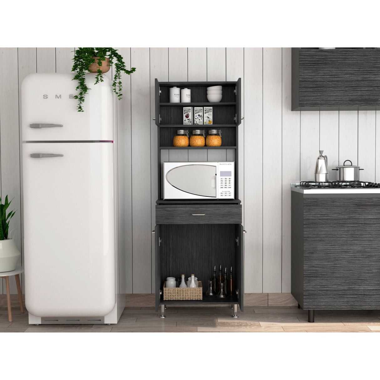 Pantry With Two Double Door Cabinet