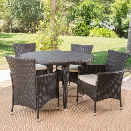 Paoha Outdoor 5-piece Round Dining Set with Cushions by Christopher Knight Home