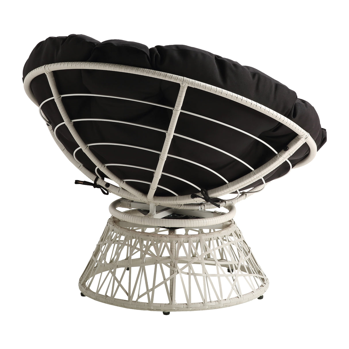 Papasan Chair with Round Pillow Cushion and Cream Wicker Weave