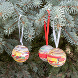 Paper Mache Ball Handcrafted Haitian Ornament, Set of 3 - N/A