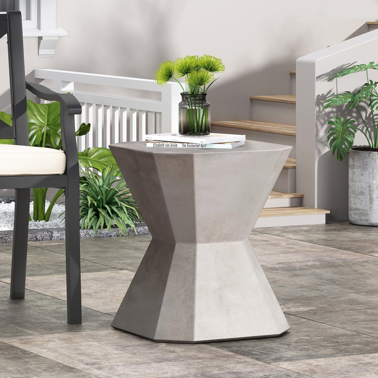 Paquette Outdoor Lightweight Concrete Side Table by Christopher Knight Home