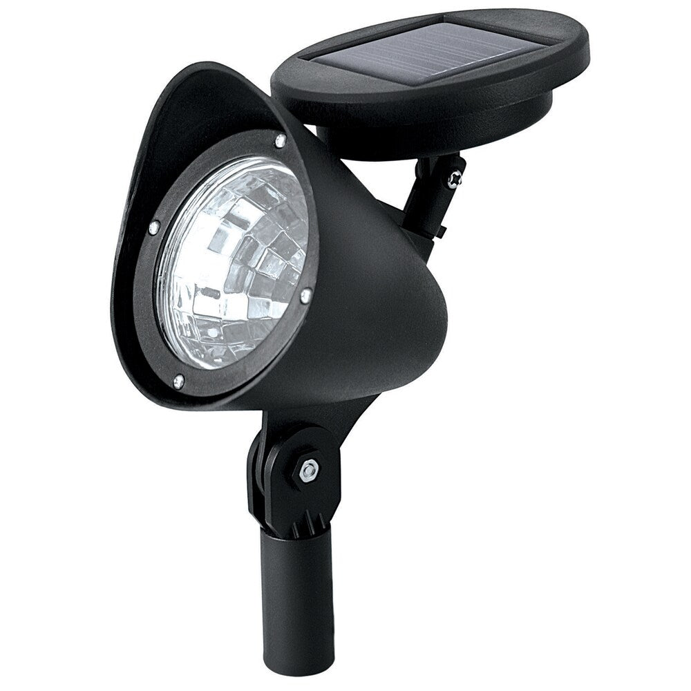 Paradise GL23836BK12 Black Plastic Solar Floodlight With Attached Solar Panel