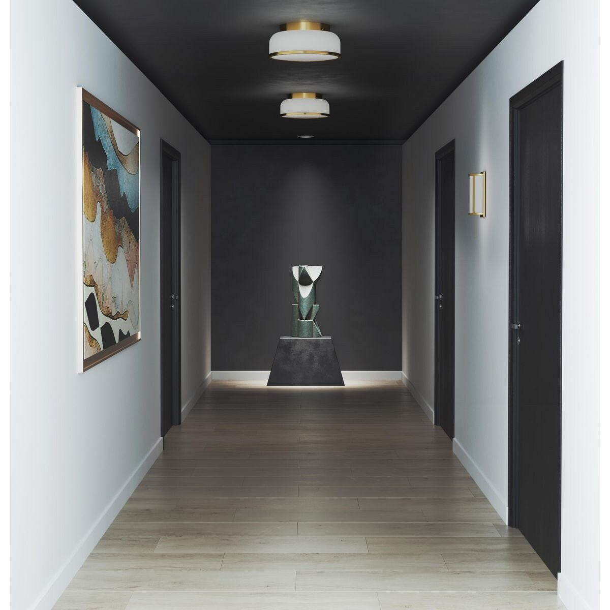 Parkhurst Collection Two-Light Brushed Bronze New Traditional 11-1 4" Flush Mount Light - 11.25 in x 11.25 in x 5.12 in