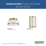 Parkhurst Collection Two-Light Brushed Bronze New Traditional 11-1 4" Flush Mount Light - 11.25 in x 11.25 in x 5.12 in