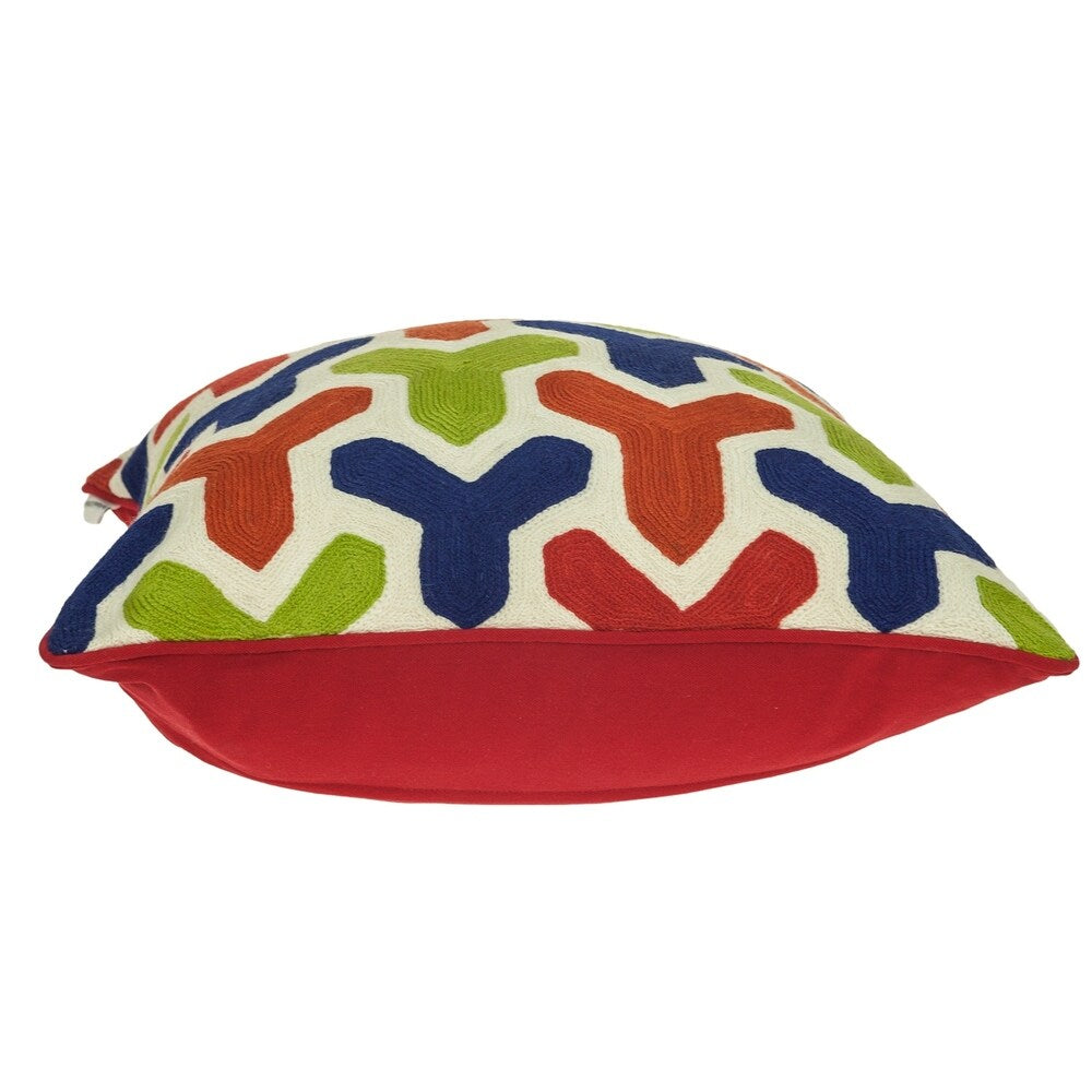 Parkland Collection Handmade Canis Transitional Multicolored Pillow Cover With Poly Insert