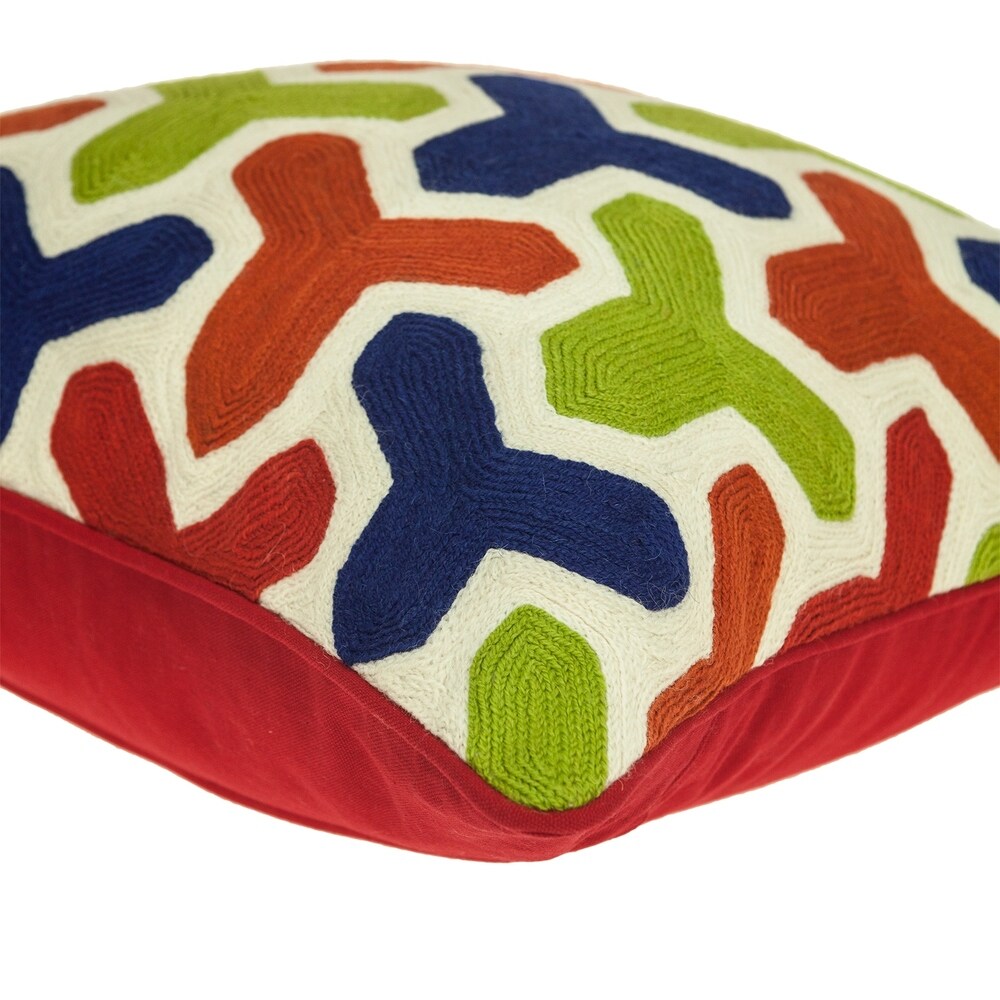 Parkland Collection Handmade Canis Transitional Multicolored Pillow Cover With Poly Insert