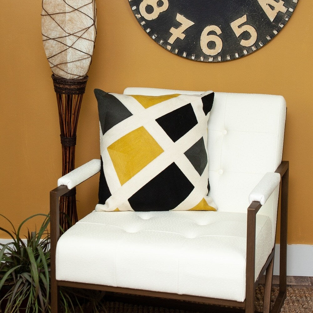 Parkland Collection Helix Modern White Pillow Cover With Down Insert