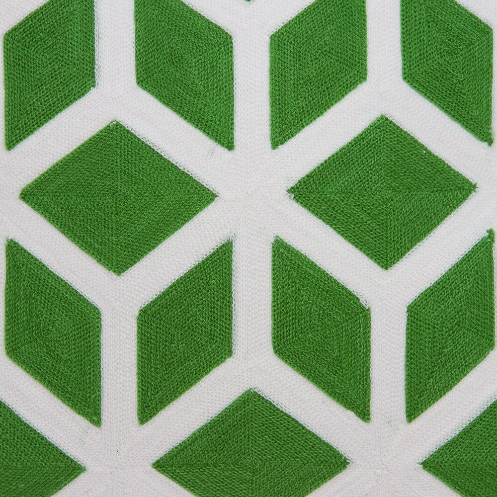 Parkland Collection Panna Transitional Green and White Pillow Cover