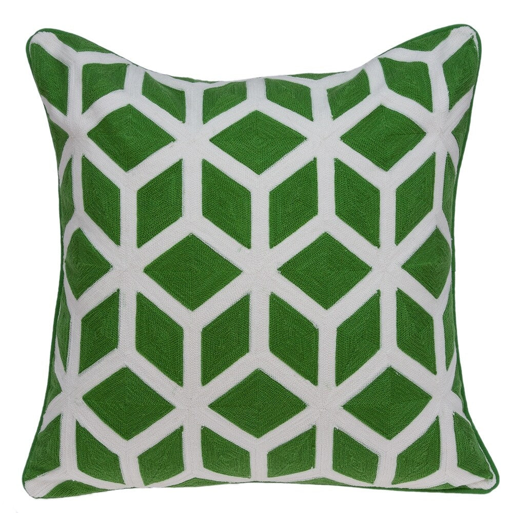 Parkland Collection Panna Transitional Green and White Pillow Cover