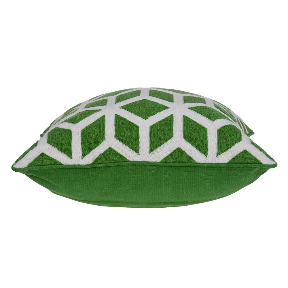 Parkland Collection Panna Transitional Green and White Pillow Cover