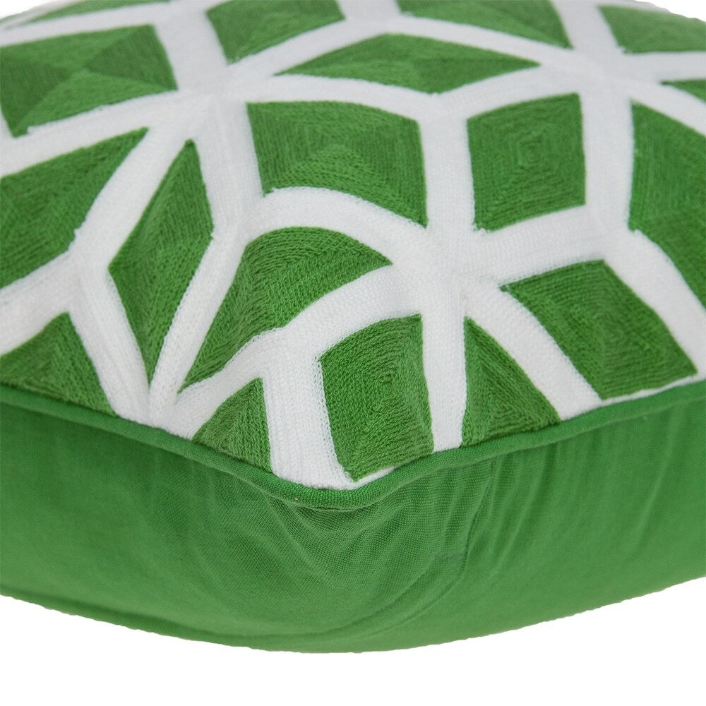 Parkland Collection Panna Transitional Green and White Pillow Cover