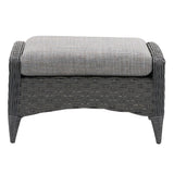 Parkview Wide Rattan Wicker Foot Stool, Charcoal Grey