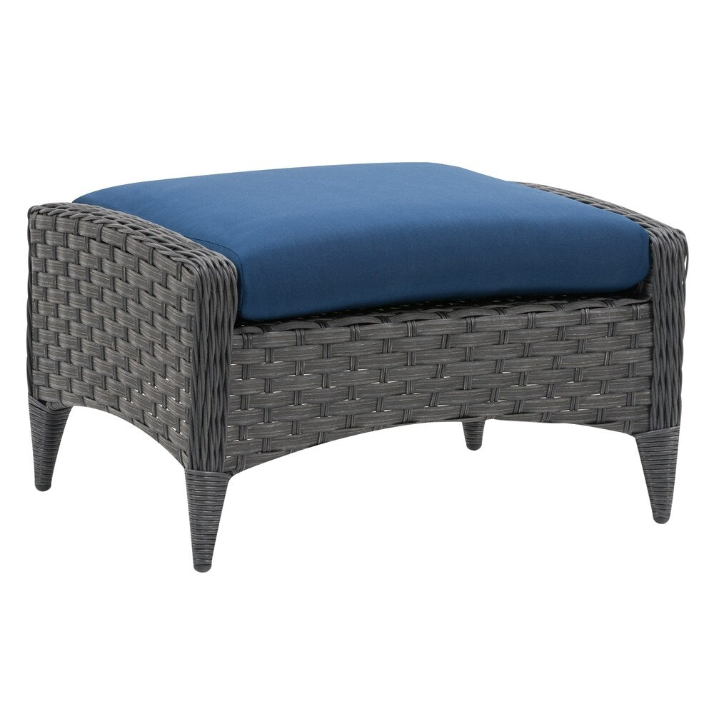 Parkview Wide Rattan Wicker Foot Stool, Charcoal Grey