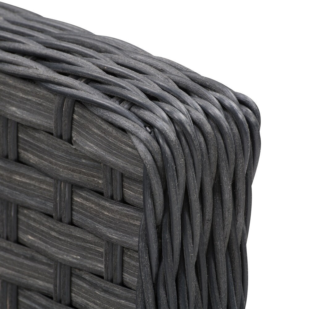 Parkview Wide Rattan Wicker Foot Stool, Charcoal Grey