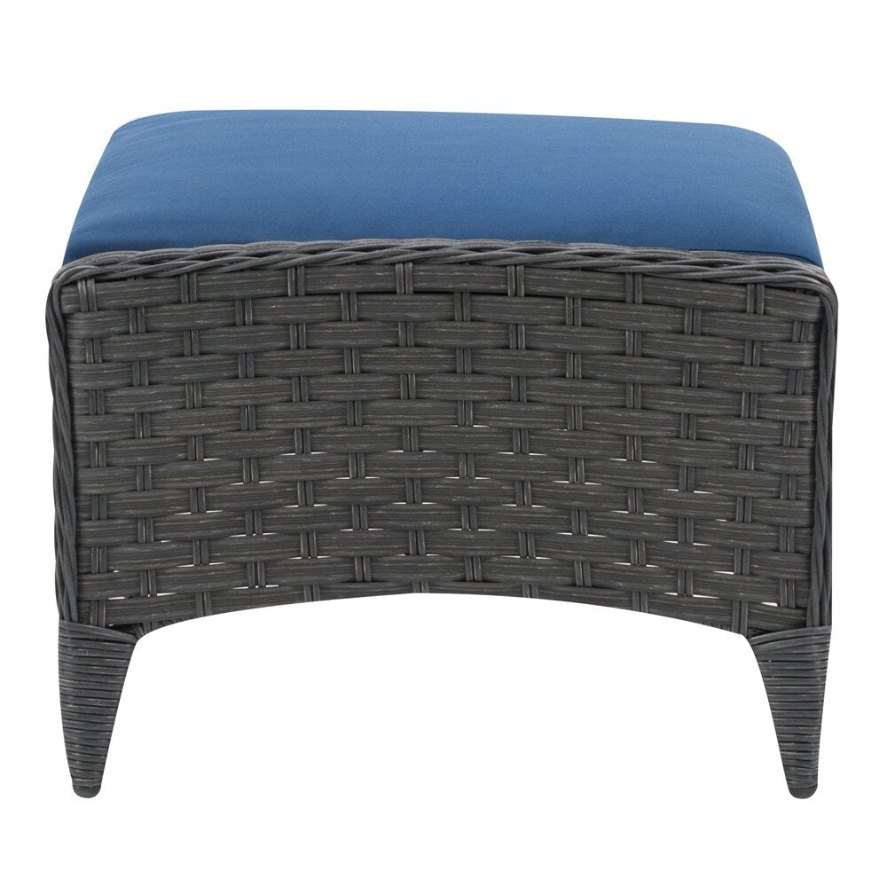 Parkview Wide Rattan Wicker Foot Stool, Charcoal Grey