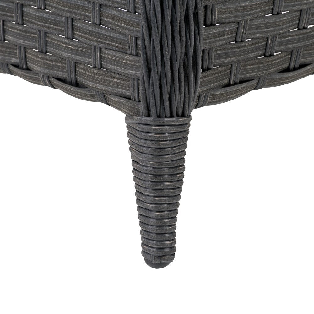 Parkview Wide Rattan Wicker Foot Stool, Charcoal Grey