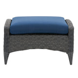 Parkview Wide Rattan Wicker Foot Stool, Charcoal Grey