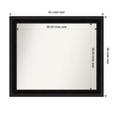 Parlor Black Framed Non-Beveled Custom Wall Mirror, Bathroom Vanity Mirror