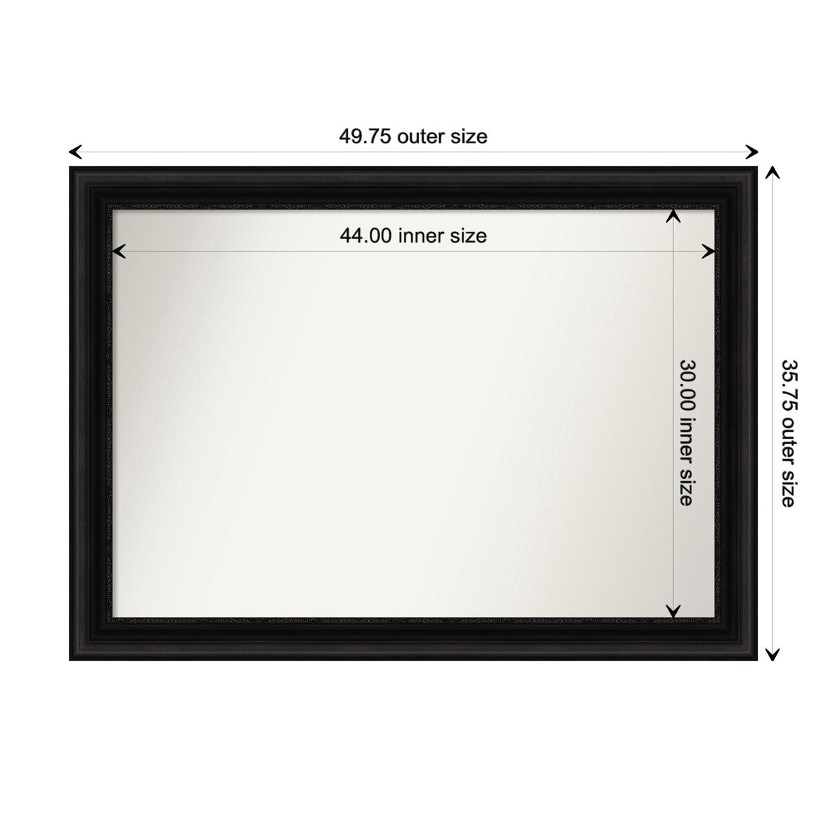 Parlor Black Framed Non-Beveled Custom Wall Mirror, Bathroom Vanity Mirror