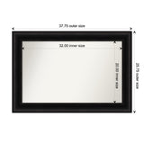 Parlor Black Framed Non-Beveled Custom Wall Mirror, Bathroom Vanity Mirror