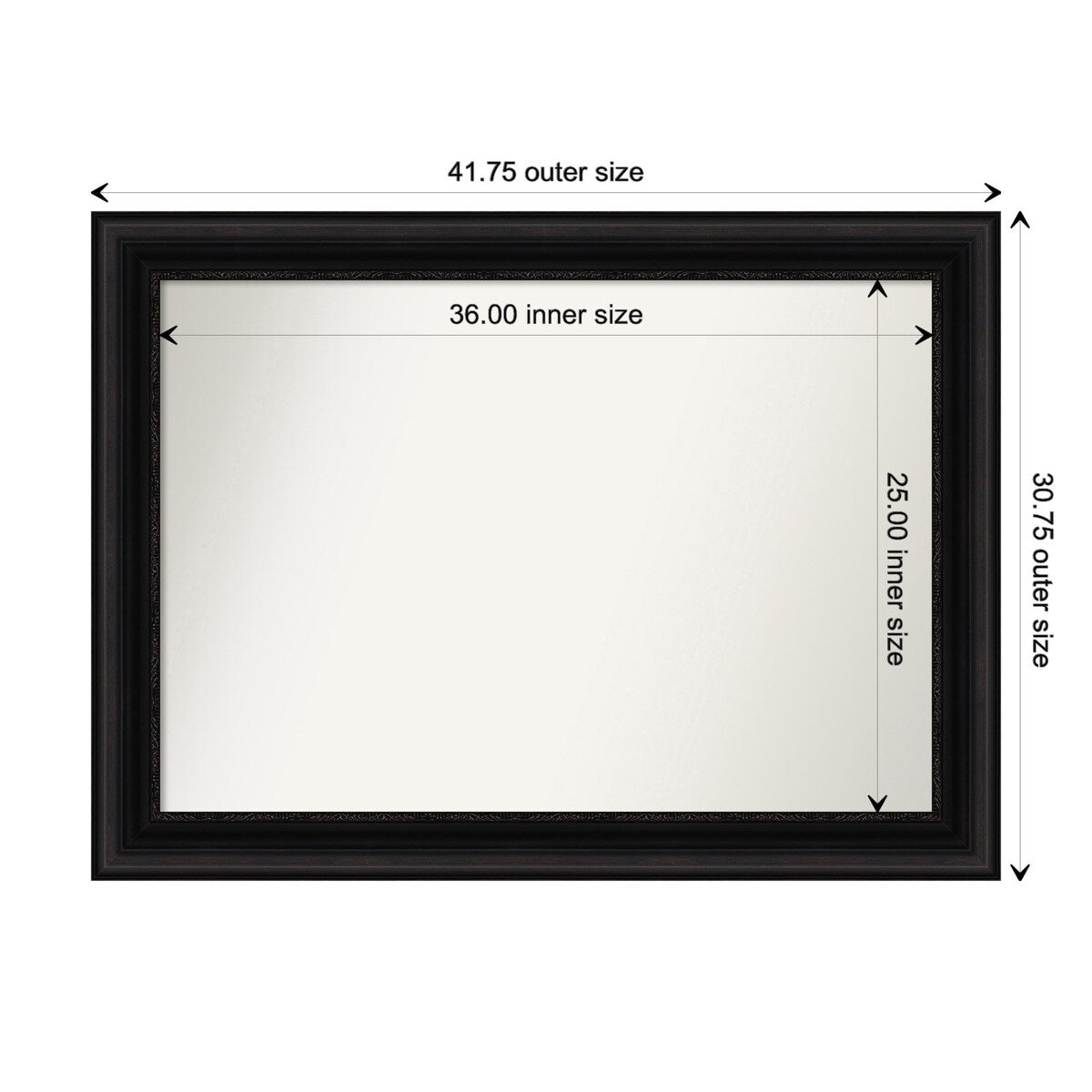 Parlor Black Framed Non-Beveled Custom Wall Mirror, Bathroom Vanity Mirror