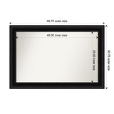 Parlor Black Framed Non-Beveled Custom Wall Mirror, Bathroom Vanity Mirror