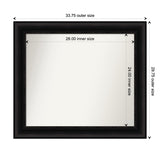 Parlor Black Framed Non-Beveled Custom Wall Mirror, Bathroom Vanity Mirror