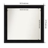Parlor Black Framed Non-Beveled Custom Wall Mirror, Bathroom Vanity Mirror