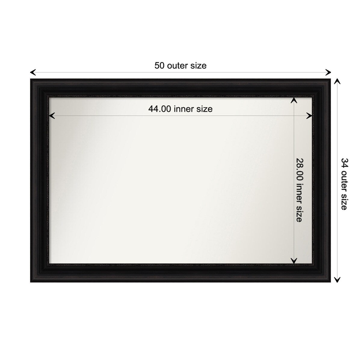 Parlor Black Framed Non-Beveled Custom Wall Mirror, Bathroom Vanity Mirror
