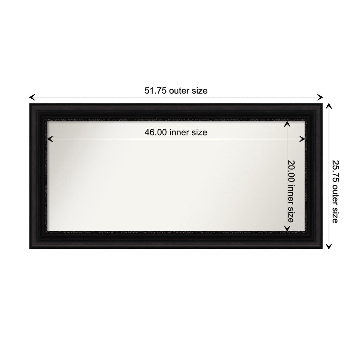 Parlor Black Framed Non-Beveled Custom Wall Mirror, Bathroom Vanity Mirror
