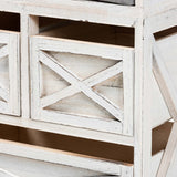 Parra Farmhouse 3-Drawer Whitewashed Wood Storage Bench w/ Upholstery