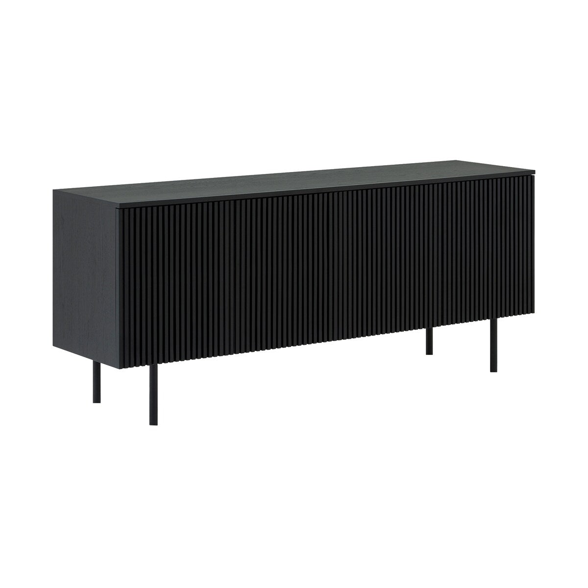 Pasadena 66" Black Oak Wood 4 Door Sideboard Buffet Cabinet