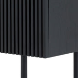 Pasadena 66" Black Oak Wood 4 Door Sideboard Buffet Cabinet