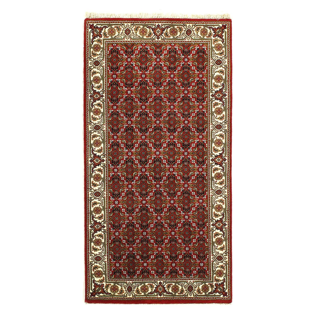 Pasaragd Red Color Hand Knotted silk & wool Tabriz rug - 2'04'' x 4'08