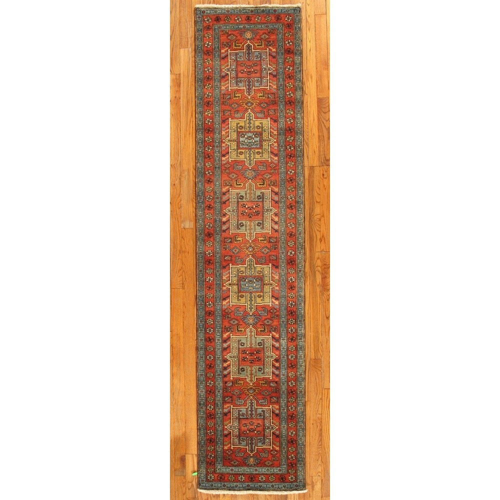Pasargad Heriz Rust Hand-knotted Lambs Wool Runner - 2'7" x 12' Runner