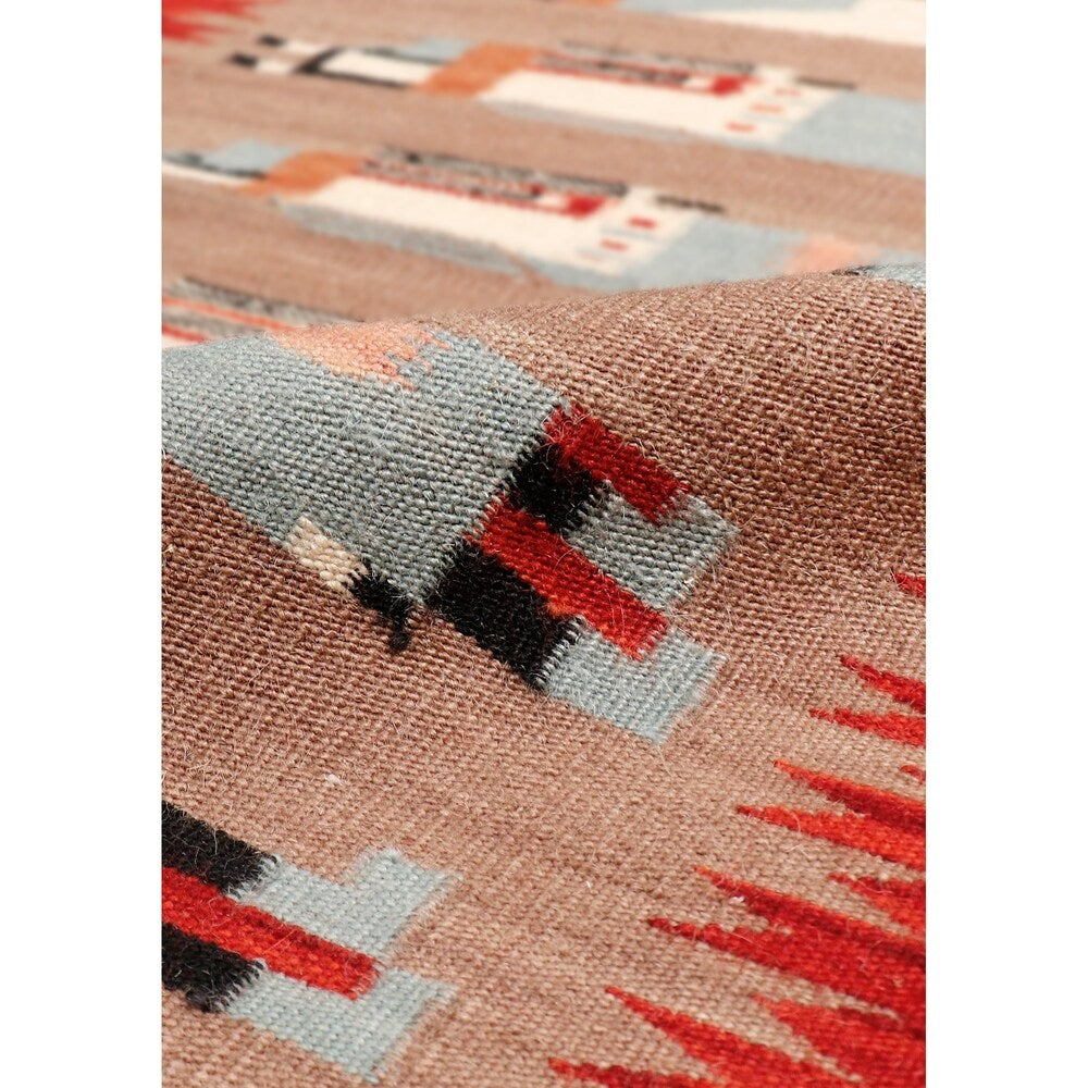 Pasargad Home Kilim Collection Hand-Woven Brown Area Rug - 2' x 3'