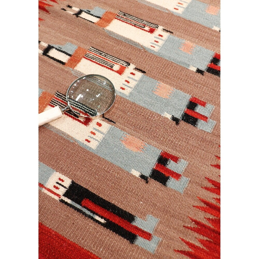 Pasargad Home Kilim Collection Hand-Woven Brown Area Rug - 2' x 3'