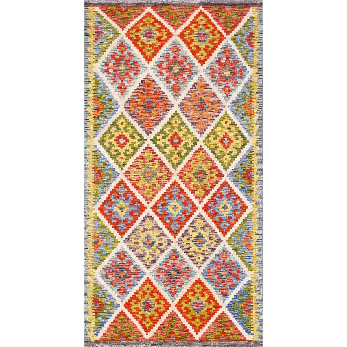 Pasargad Home Kilim Reversible Wool Multicolor Area Rug - 3' 5'' X 6' 8''