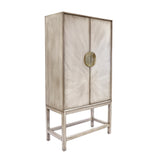 Pasargad Home Oliver Bar Cabinet with 2 Shelf, Drawer & Mirror - 35.5"W x 16.5"D x 67.25"H