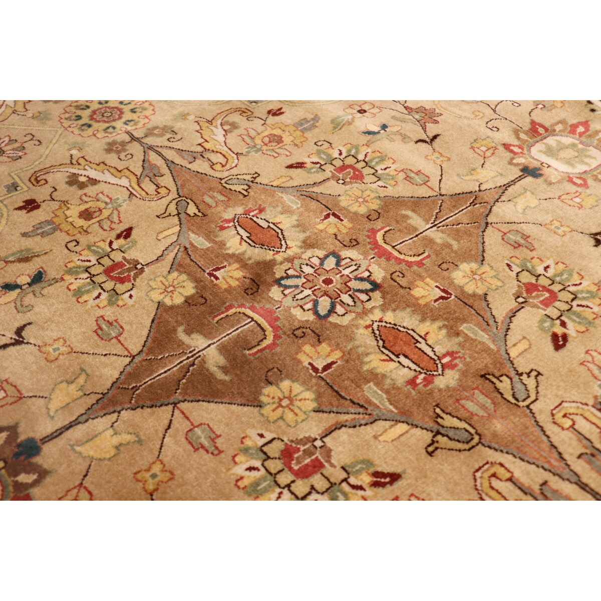 Pasargad Home Tabriz Collection Hand-Knotted Lambs Wool Area Rug - 9' 0" X 11'10"