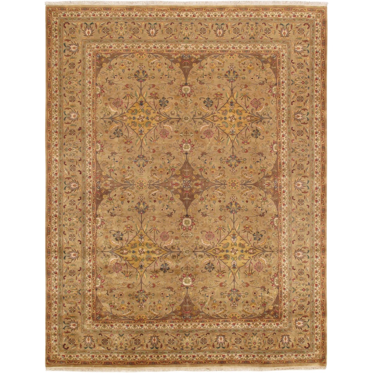 Pasargad Home Tabriz Collection Hand-Knotted Lambs Wool Area Rug - 9' 0" X 11'10"
