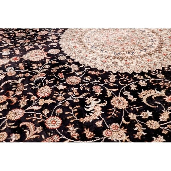 Pasargad Home Tabriz Collection Hand-Knotted Pure Silk Area Rug - 8' 0" X 10' 0"