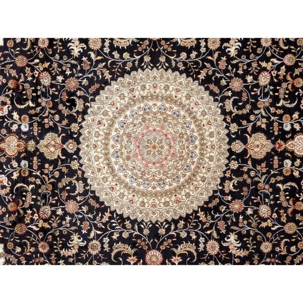 Pasargad Home Tabriz Collection Hand-Knotted Pure Silk Area Rug - 8' 0" X 10' 0"
