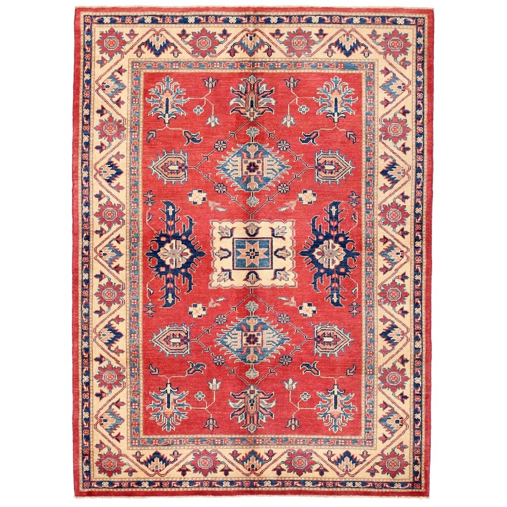 Pasargad Kazak Hand-knotted 'rust/ Ivory' Wool Area Rug - 5' x 7'
