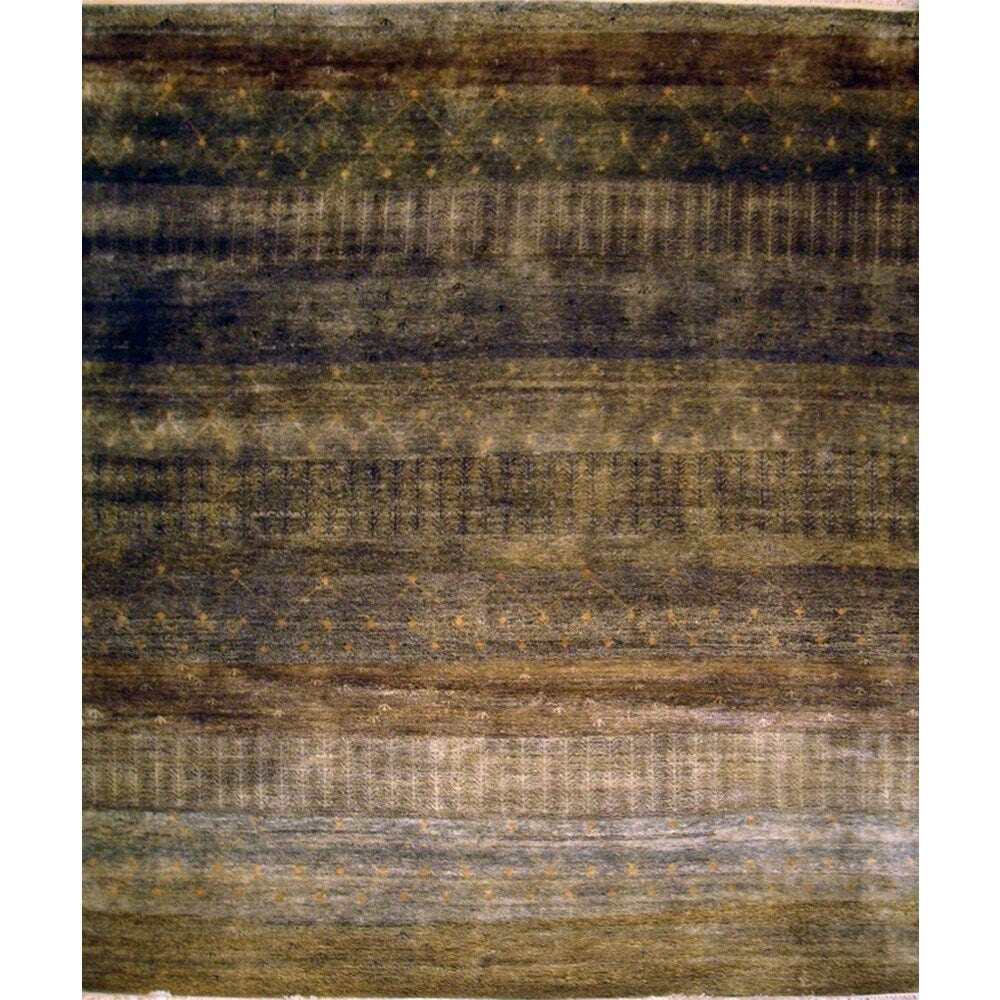 Pasargad Modern Hand-Knotted Charcoal Wool Rug - 8' x 10'