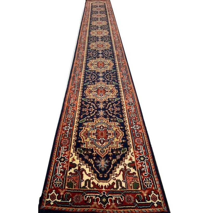 Pasargad Navy Blue Hand Knotted Serapi Runner - 2'07'' x 20'