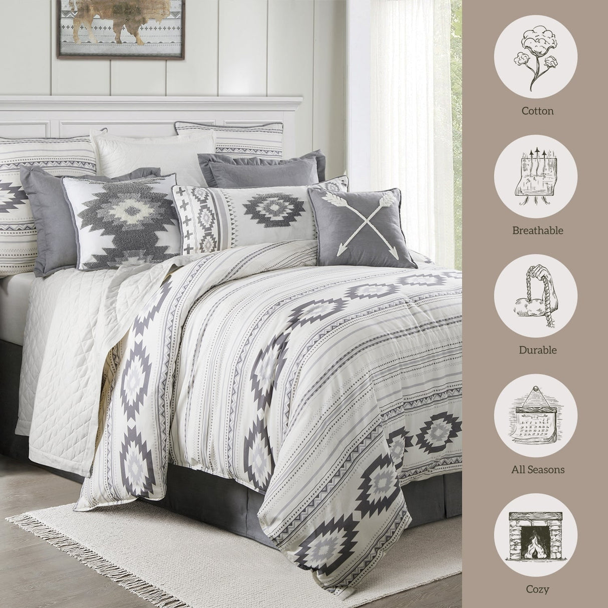 Paseo Road by HiEnd Accents Free Spirit Southwestern Aztec Comforter Set, 4PC